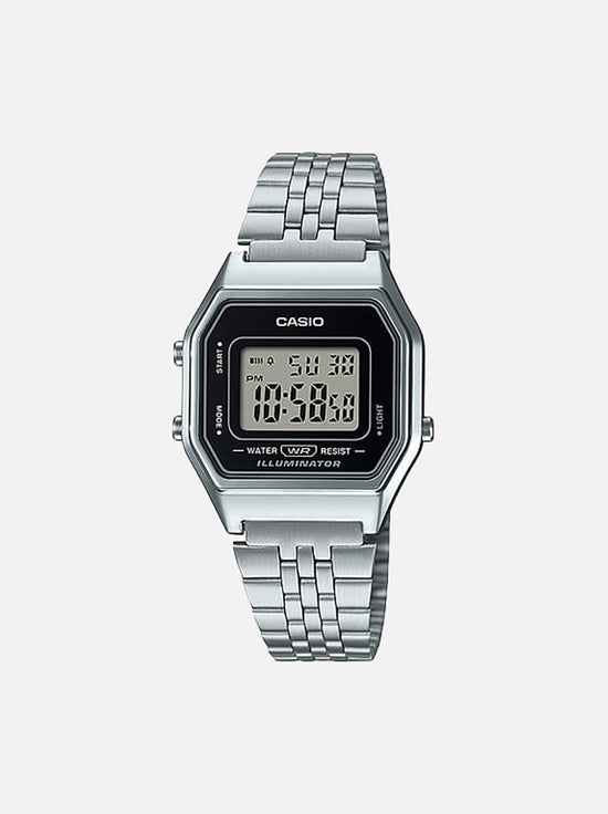 Casio - Ladies Digital - S/Steel Band with Black Face (LA680WA-1D)