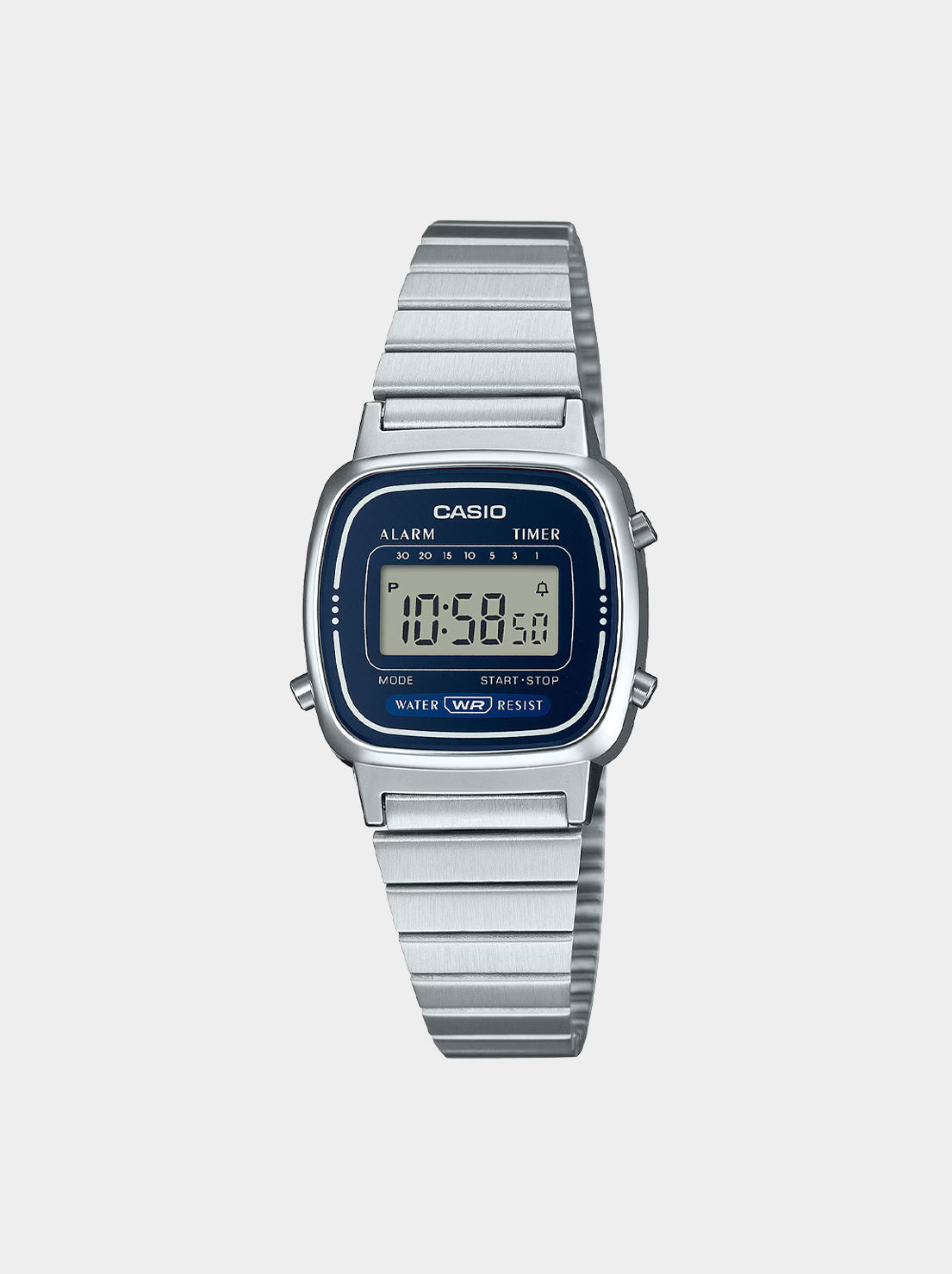 Casio - Sporty Stainless Steel Digital Watch - Silver (LA670WA-2D)