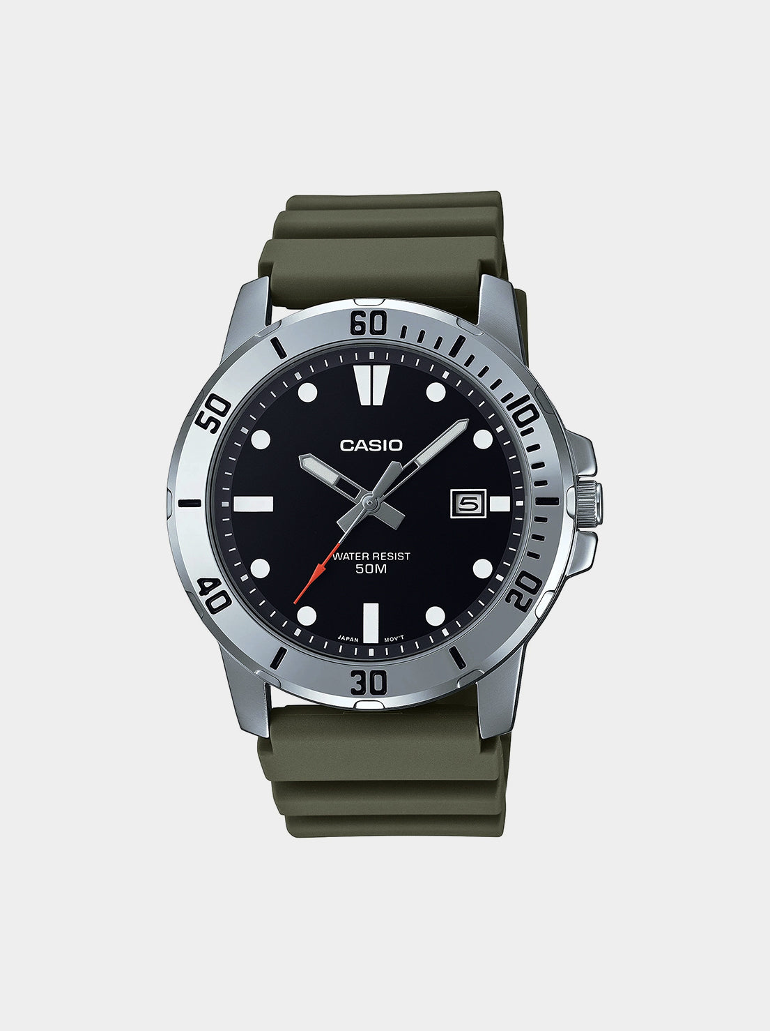 Casio - Men's Analog Watch - Green Resin Band (MTPVD01-3E)