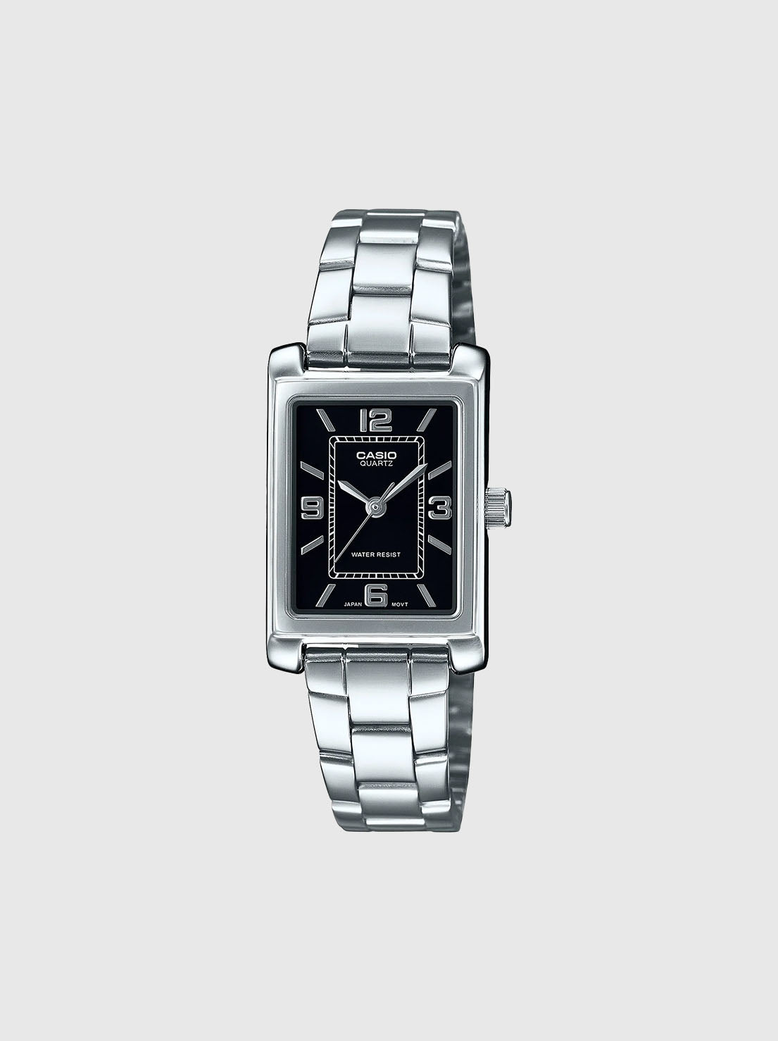 Casio - Silver Analogue Watch - Black Face - S/Steel Band (LTP1234DD-1A)