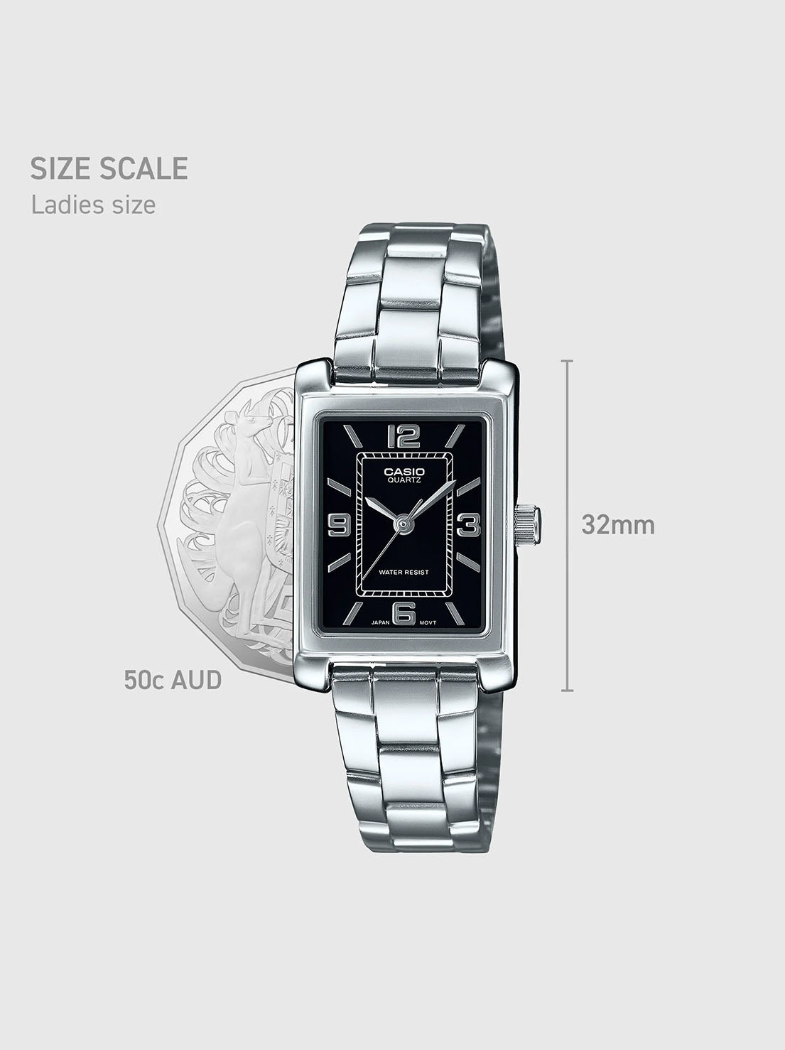 Casio - Silver Analogue Watch - Black Face - S/Steel Band (LTP1234DD-1A)