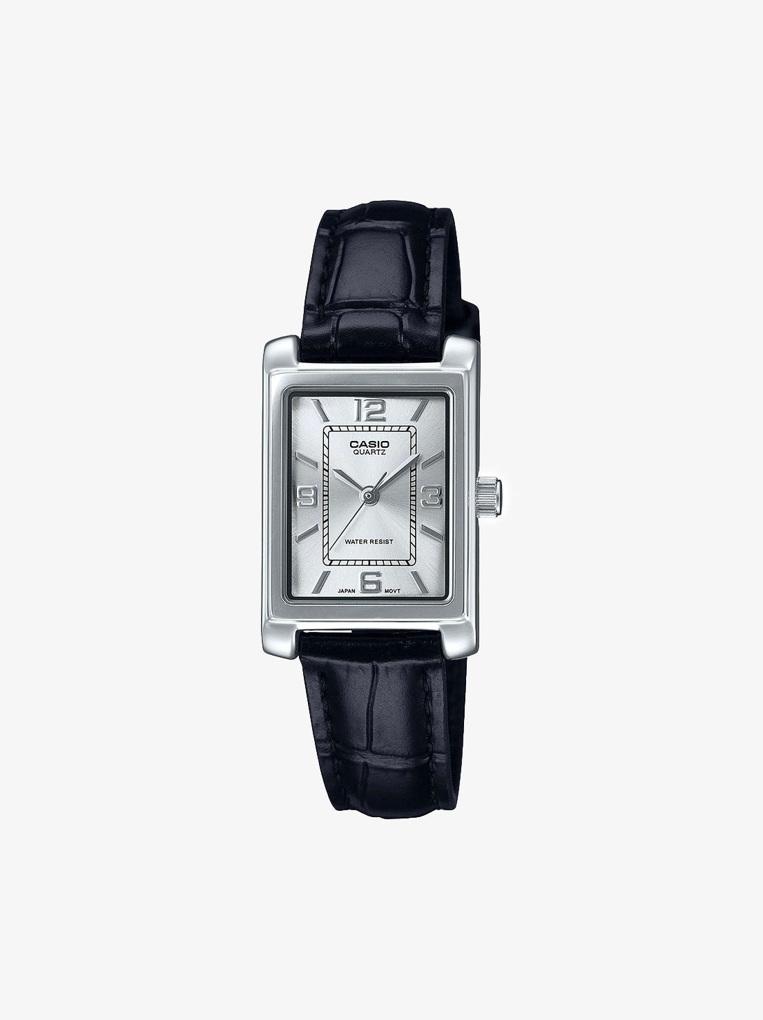 Casio - Silver Black Leather Analogue Watch - Silver/Black Band (LTP1234LL-7A)