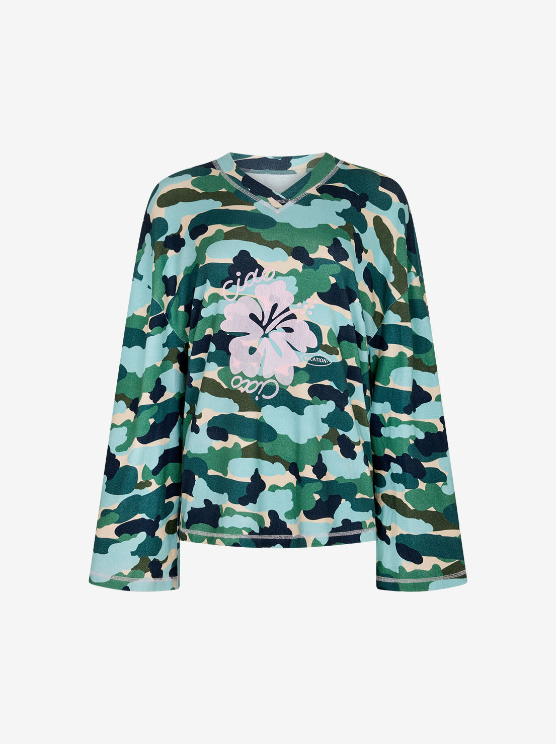 Ciao Ciao Vacation - Camo Hibiscus Speedway Long Sleeve Tee