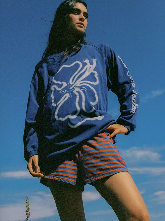 Ciao Ciao Vacation - Cloud Hibiscus Haven Long Sleeve Tee - Blue