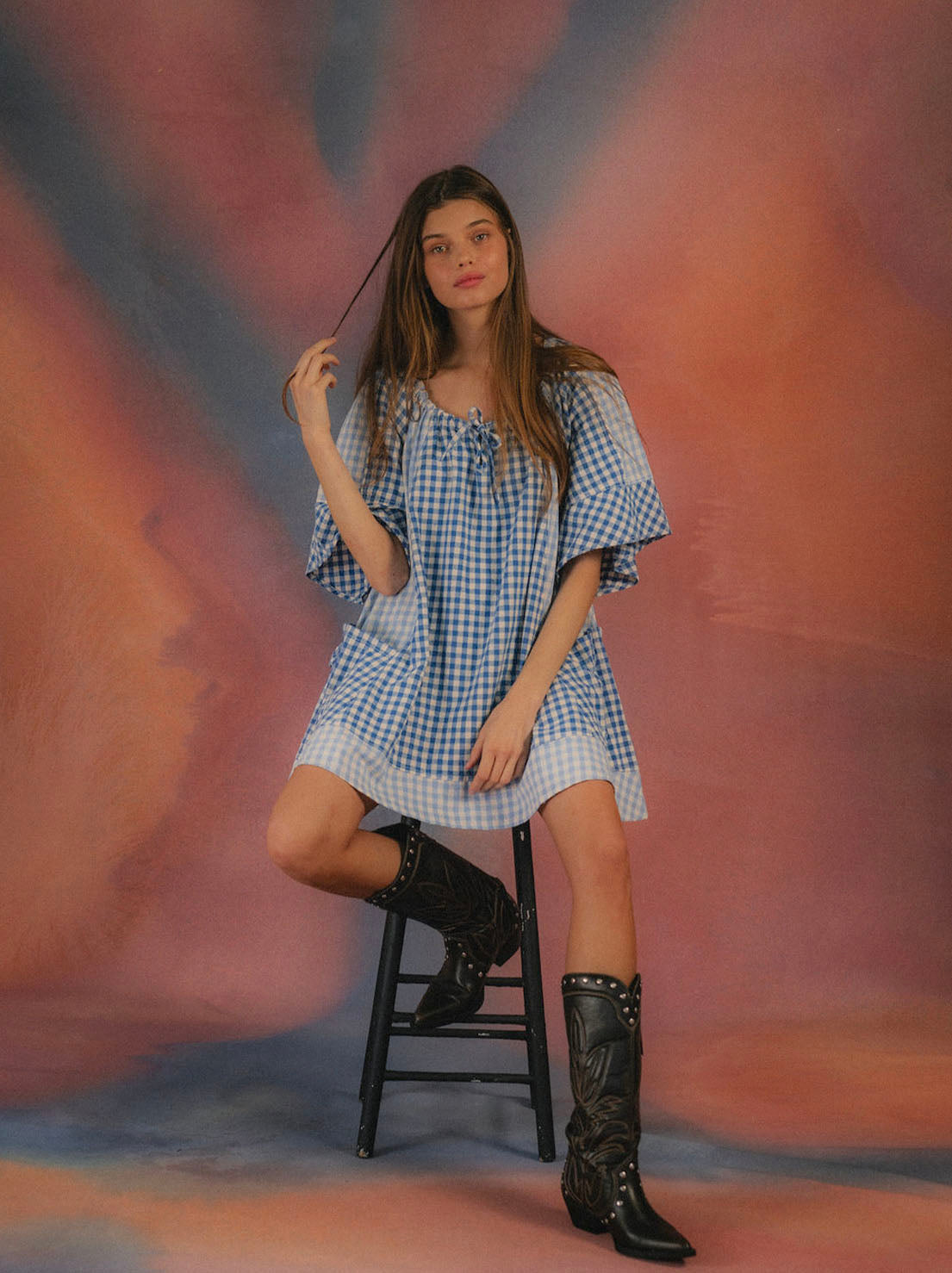 Ciao Ciao Vacation - Powder Check Dress