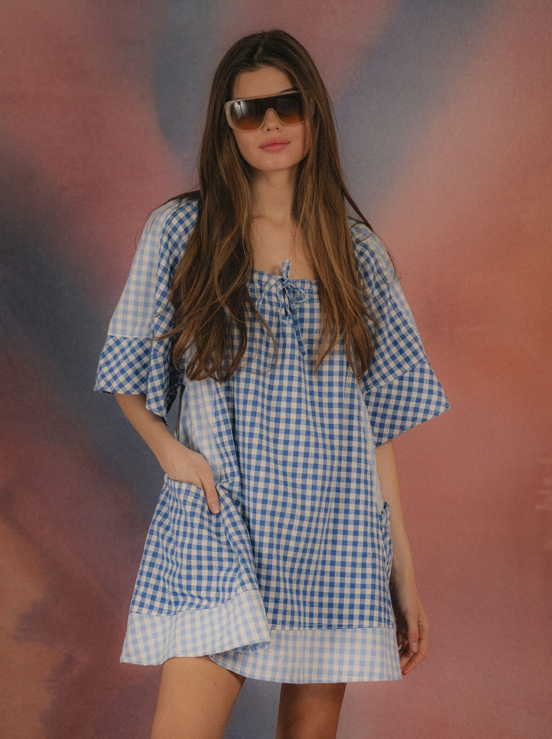 Ciao Ciao Vacation - Powder Check Dress