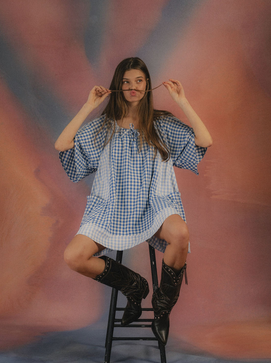 Ciao Ciao Vacation - Powder Check Dress