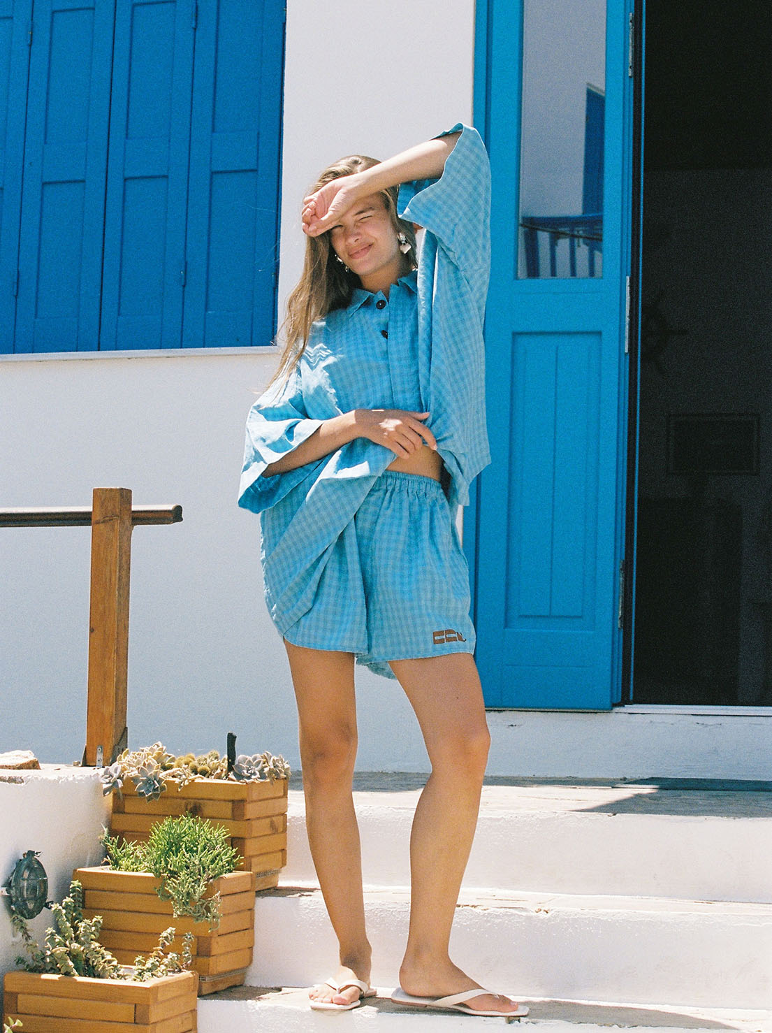 Ciao Ciao Vacation - Vacanza Gingham Boxer Short - Blue