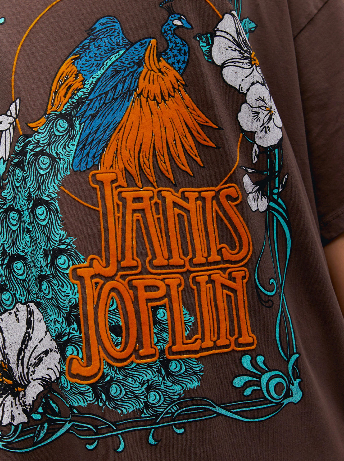 Daydreamer - Janis Joplin Floral Peacock Tee - Coffee Quartz / OS