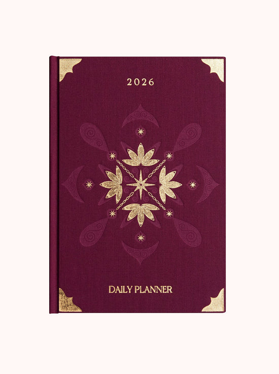 Dreamy Moons - 2026 Daily Planner - Rich Burgundy