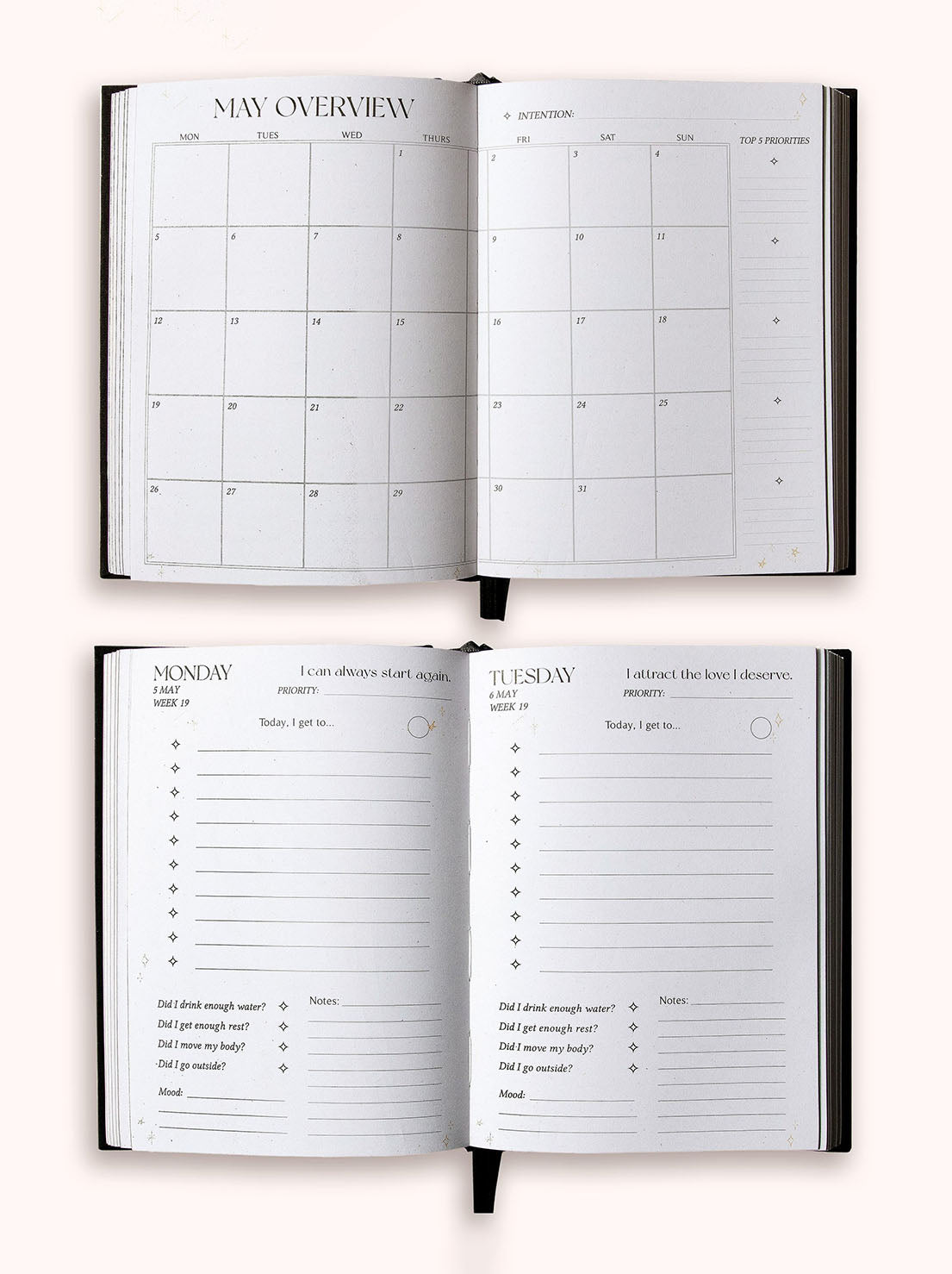 Dreamy Moons - 2026 Daily Planner - Rich Burgundy