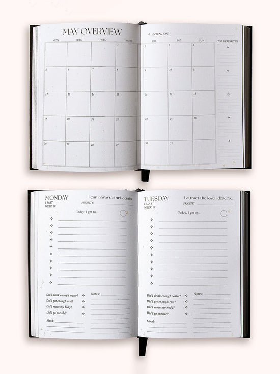 Dreamy Moons - 2026 Daily Planner - Rich Burgundy