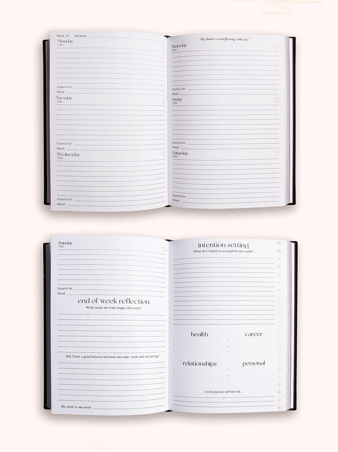 Dreamy Moons - 2026 Year of Growth Diary - Onyx Black