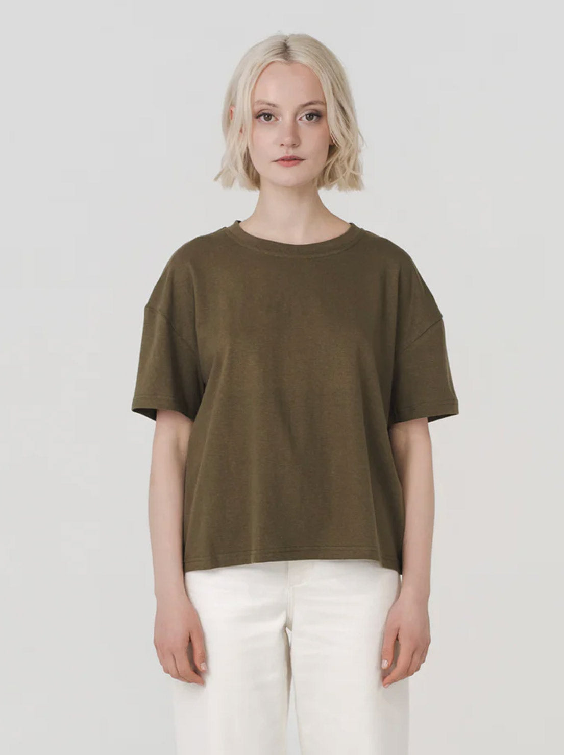 Hemp Clothing Australia - Womens Boxy Tee - Olive