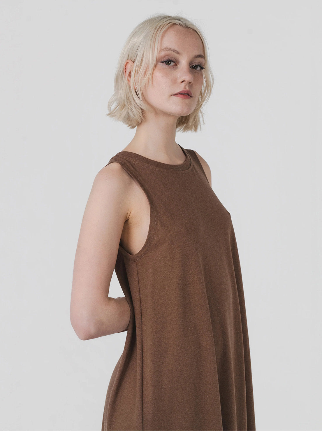 Hemp Clothing Australia - A Line Tank Dress - Toasted Coconut