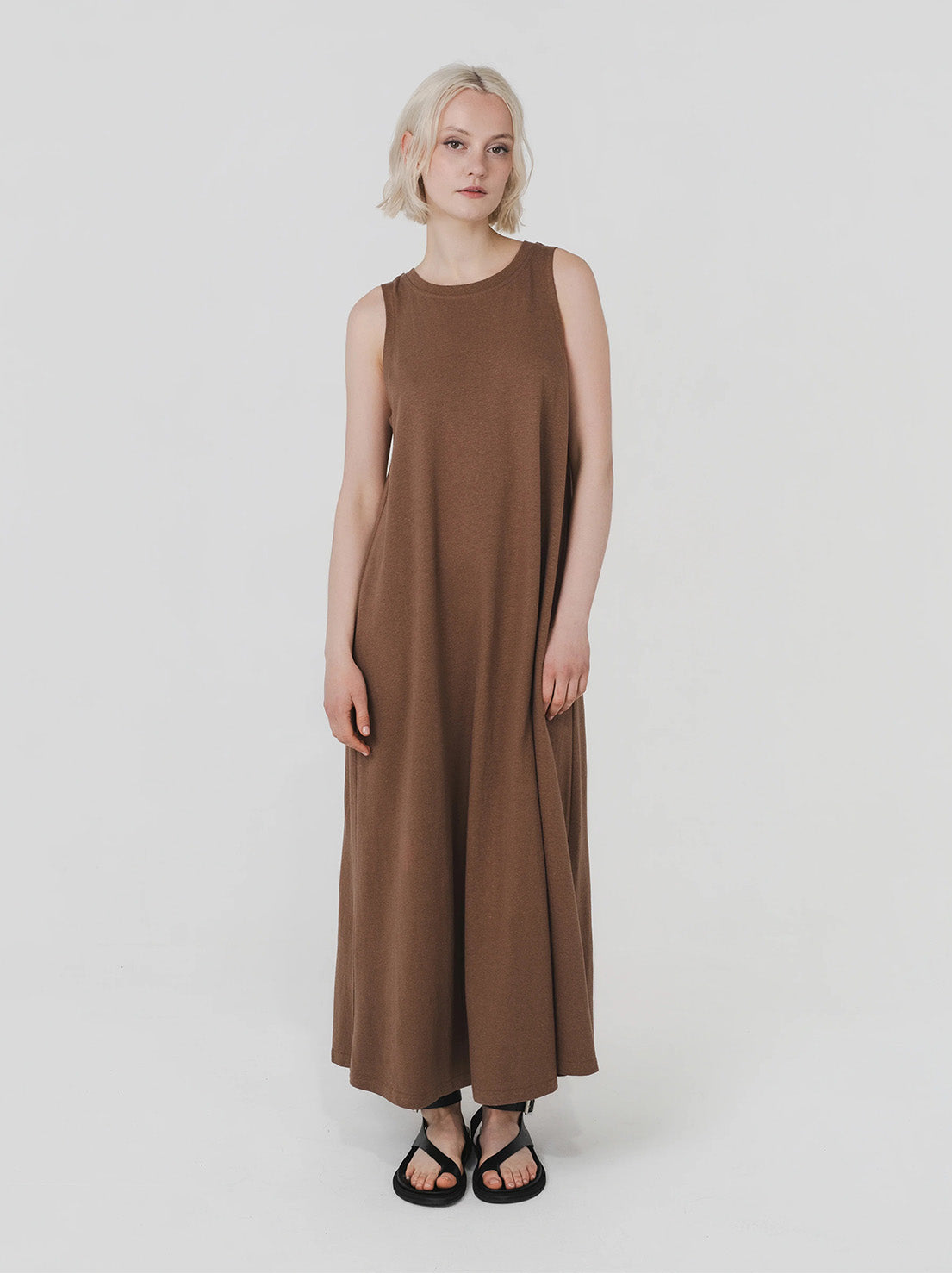 Hemp Clothing Australia - A Line Tank Dress - Toasted Coconut