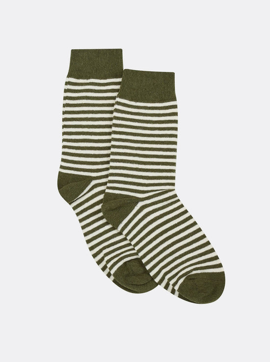 Hemp Clothing Australia - Daily Socks Thin - Olive/Natural Stripe