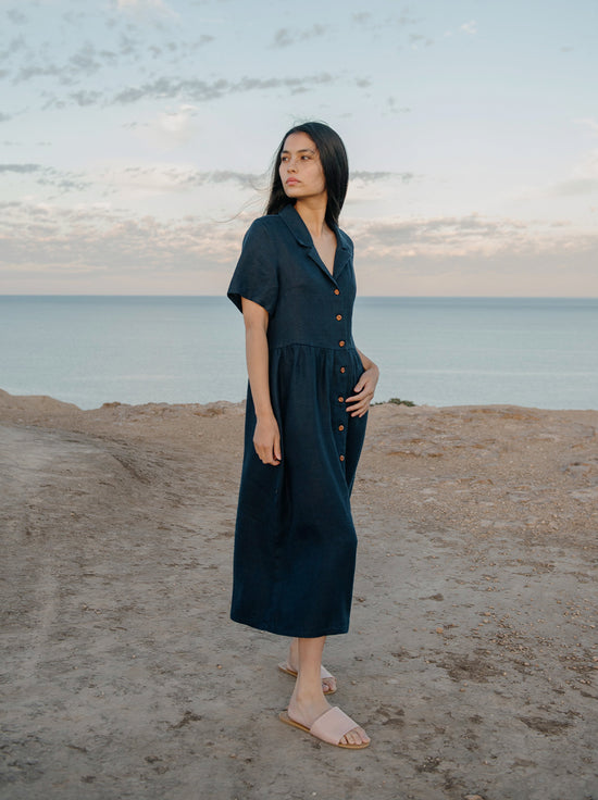 Hemp Clothing Australia - Day Dress - Navy