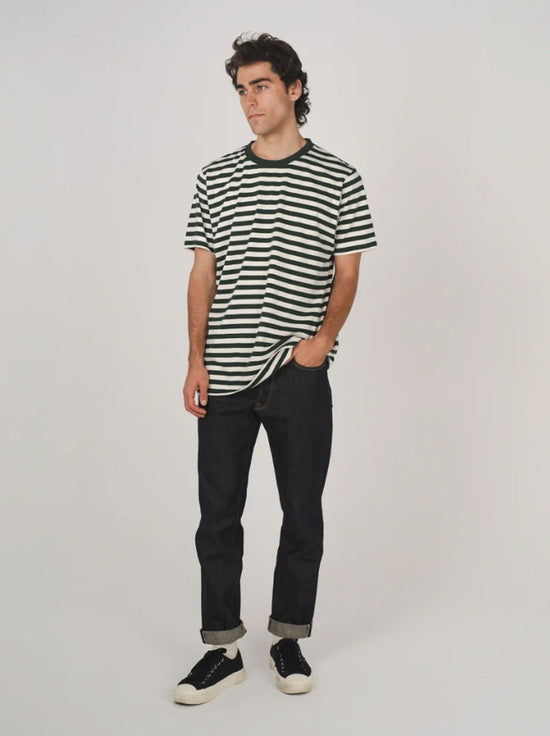 Hemp Clothing Australia - Mens Classic T-Shirt - Army Green Stripe