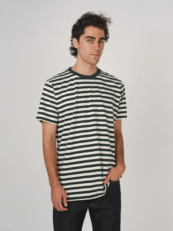 Hemp Clothing Australia - Mens Classic T-Shirt - Army Green Stripe