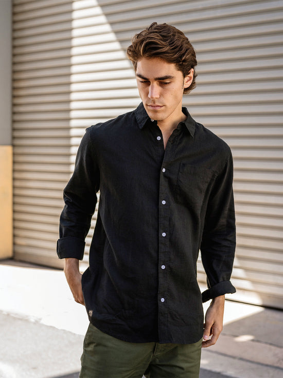 Hemp Clothing Australia - Newtown Shirt - Long Sleeve - Black