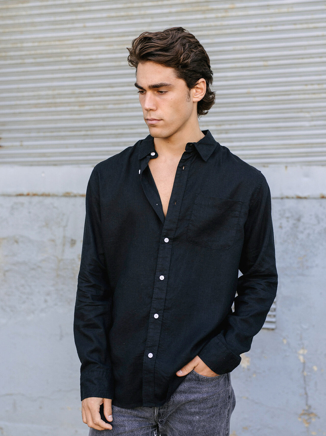 Hemp Clothing Australia - Newtown Shirt - Long Sleeve - Black