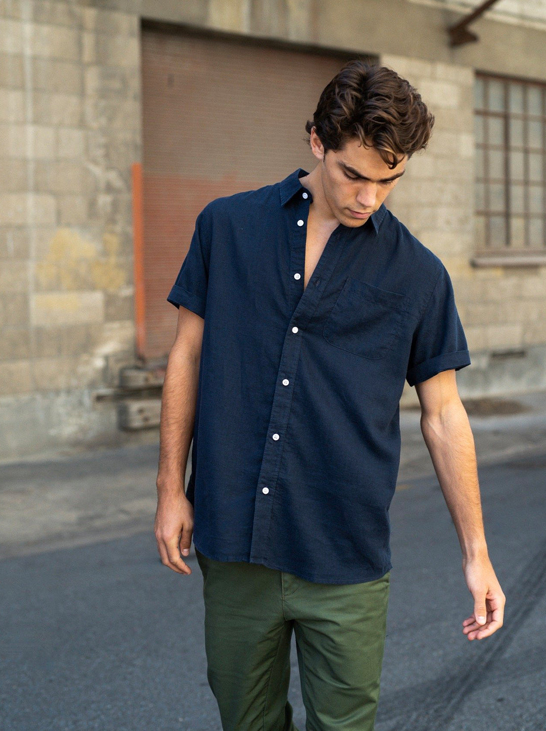 Hemp Clothing Australia - Newtown Shirt - Short Sleeve - Navy