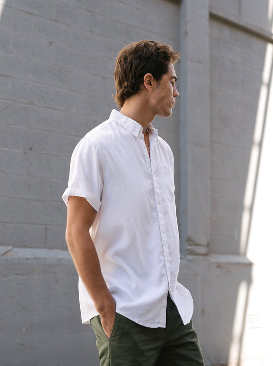 Hemp Clothing Australia - Newtown Shirt - Short Sleeve - White