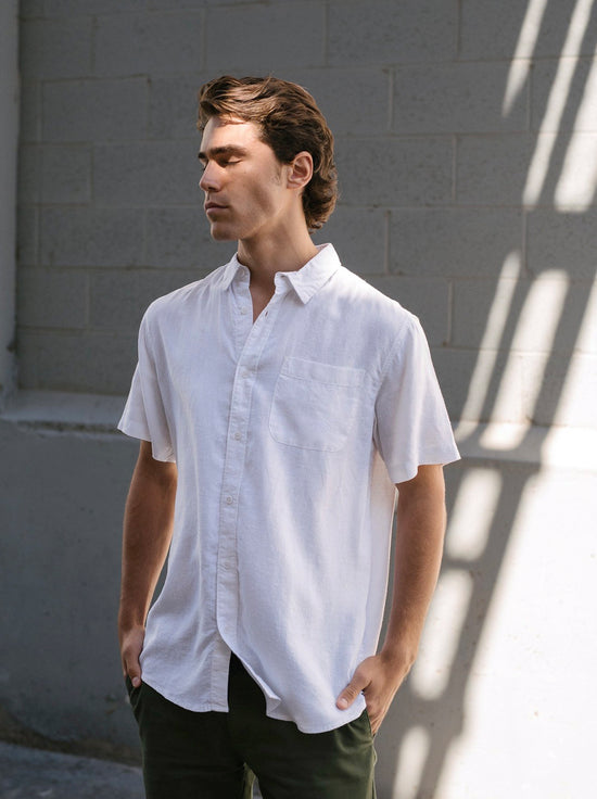 Hemp Clothing Australia - Newtown Shirt - Short Sleeve - White