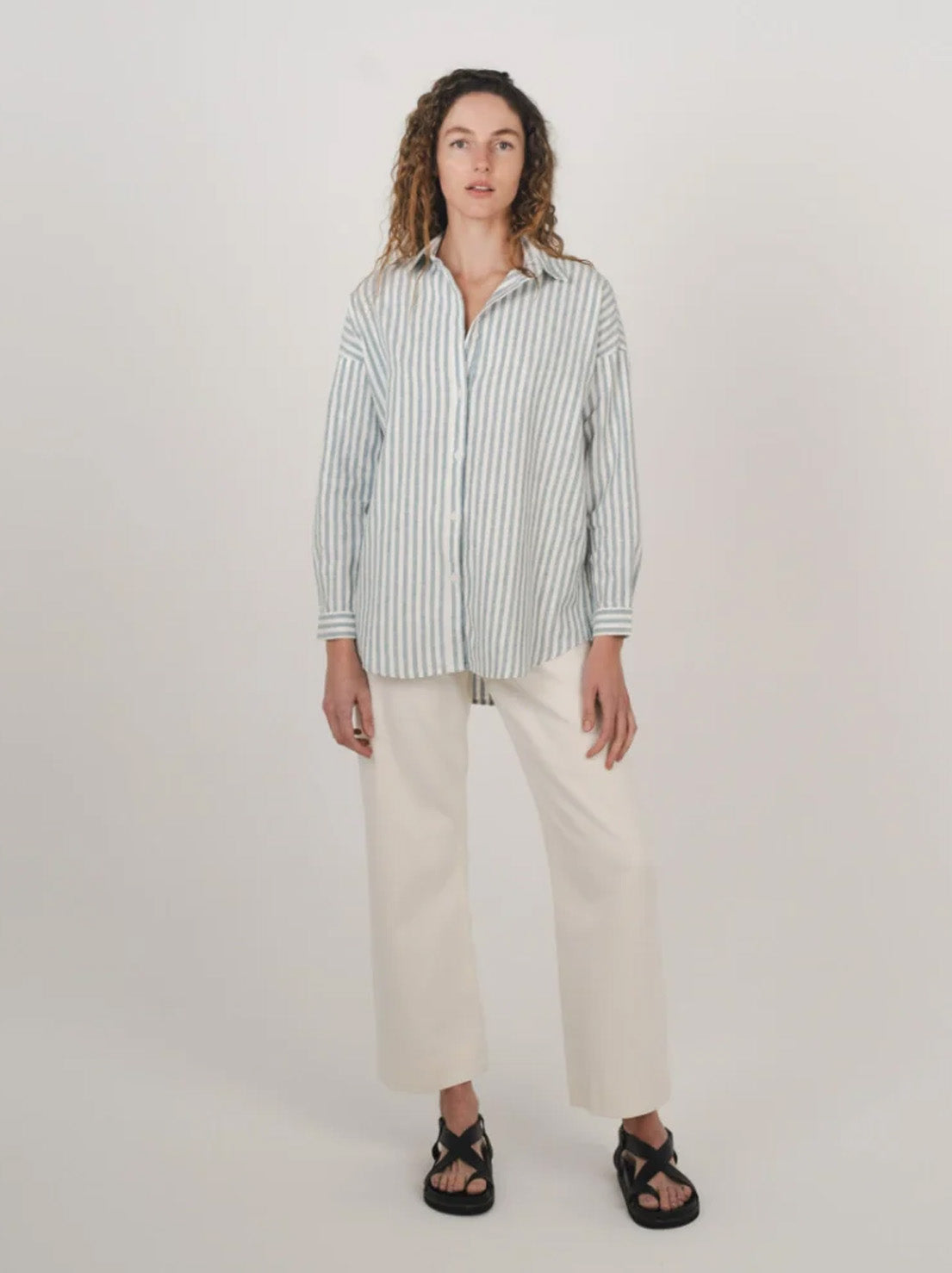 Hemp Clothing Australia - Stirling Shirt - Stripe Blue/Natural