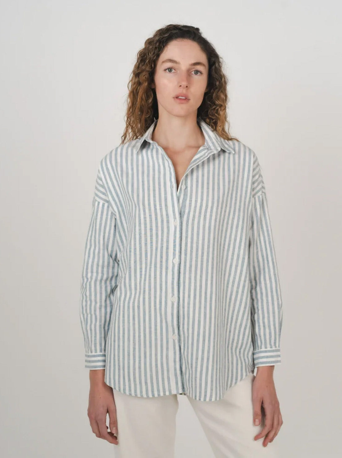 Hemp Clothing Australia - Stirling Shirt - Stripe Blue/Natural