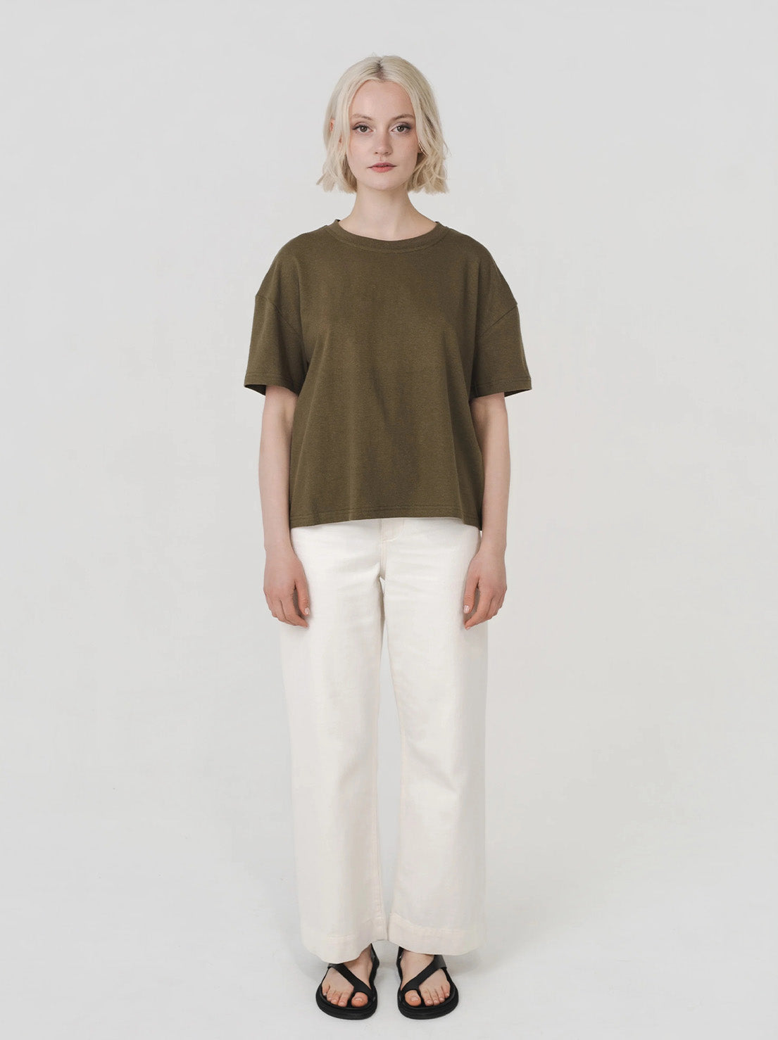Hemp Clothing Australia - Womens Boxy Tee - Olive