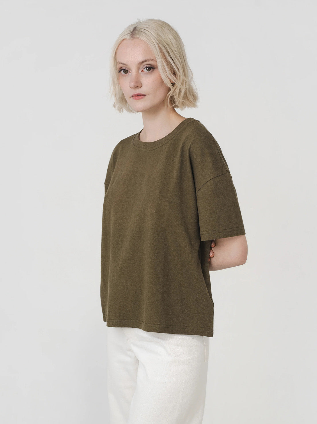 Hemp Clothing Australia - Womens Boxy Tee - Olive