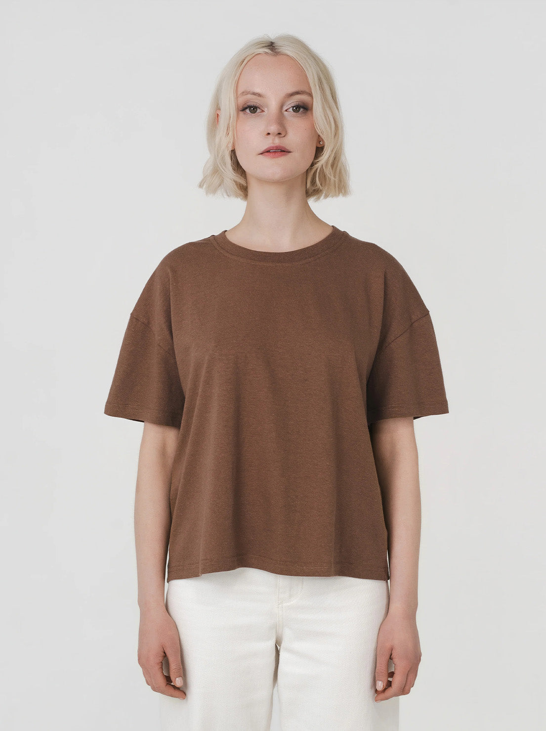Hemp Clothing Australia - Womens Boxy Tee - Toasted Coconut