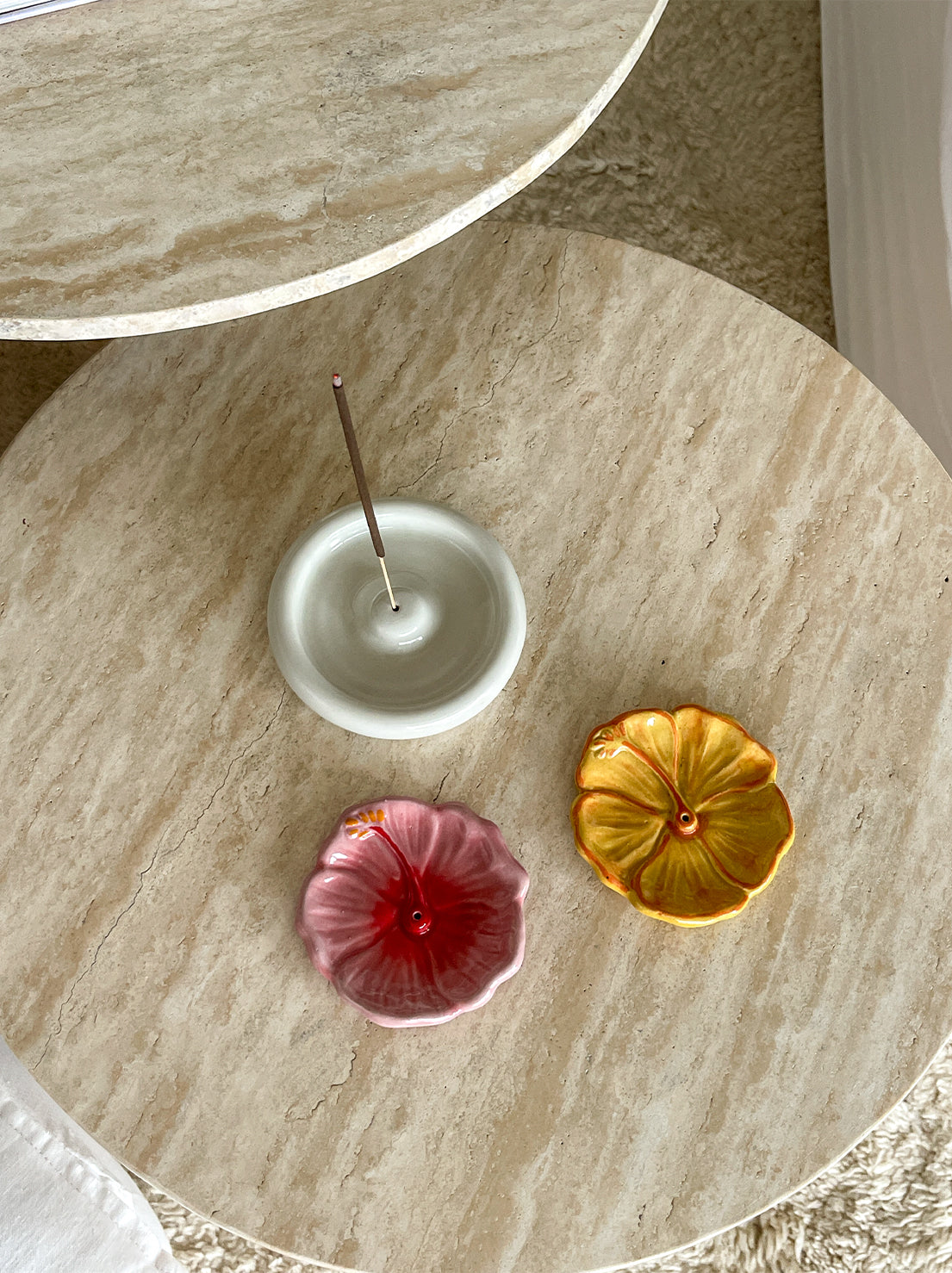 In Time Incense - Hibiscus Ceramic Incense Holder - Sunset Red