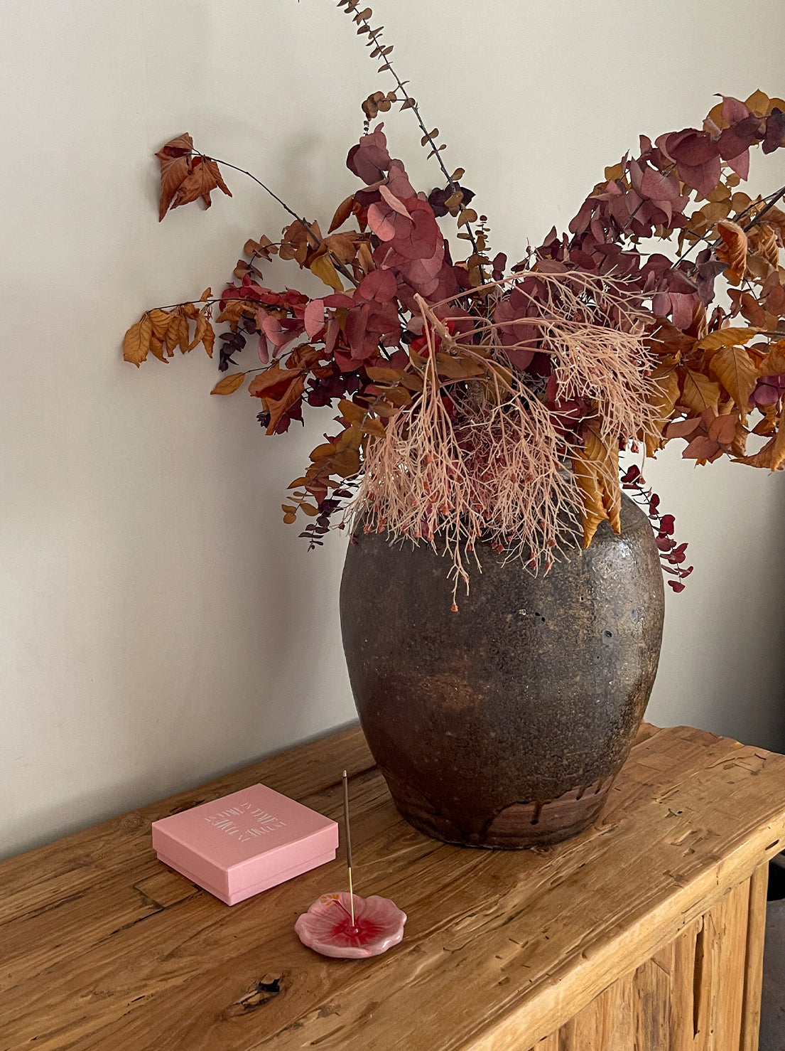 In Time Incense - Hibiscus Ceramic Incense Holder - Sunset Red