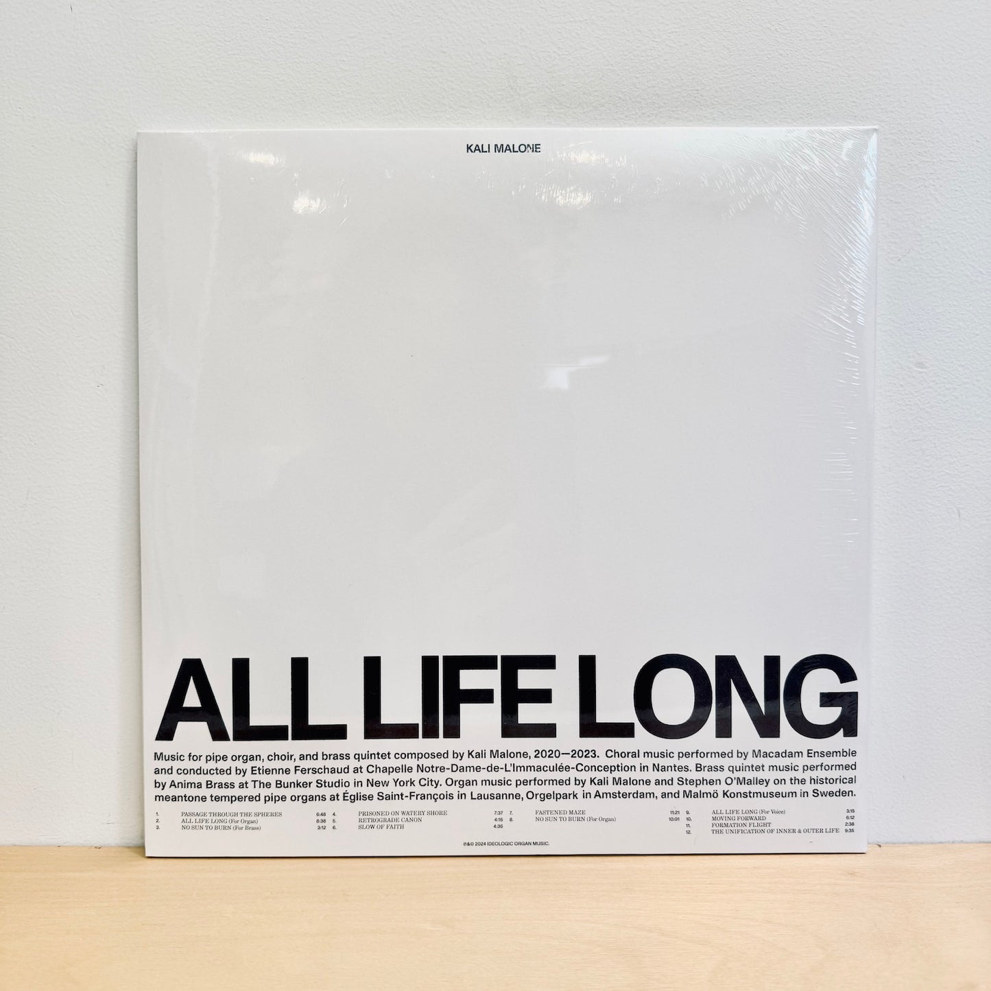 Kali Malone - All Life Long. 2LP