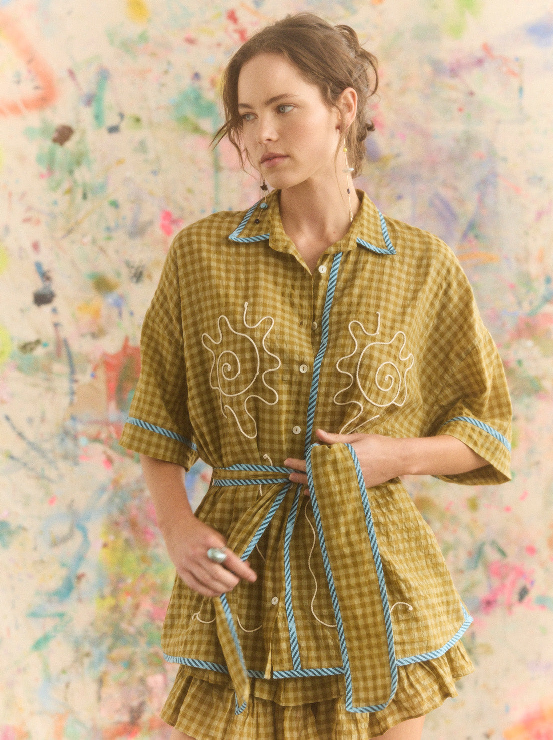 Kinga Csilla - Hulia Check Token Shirt - Green