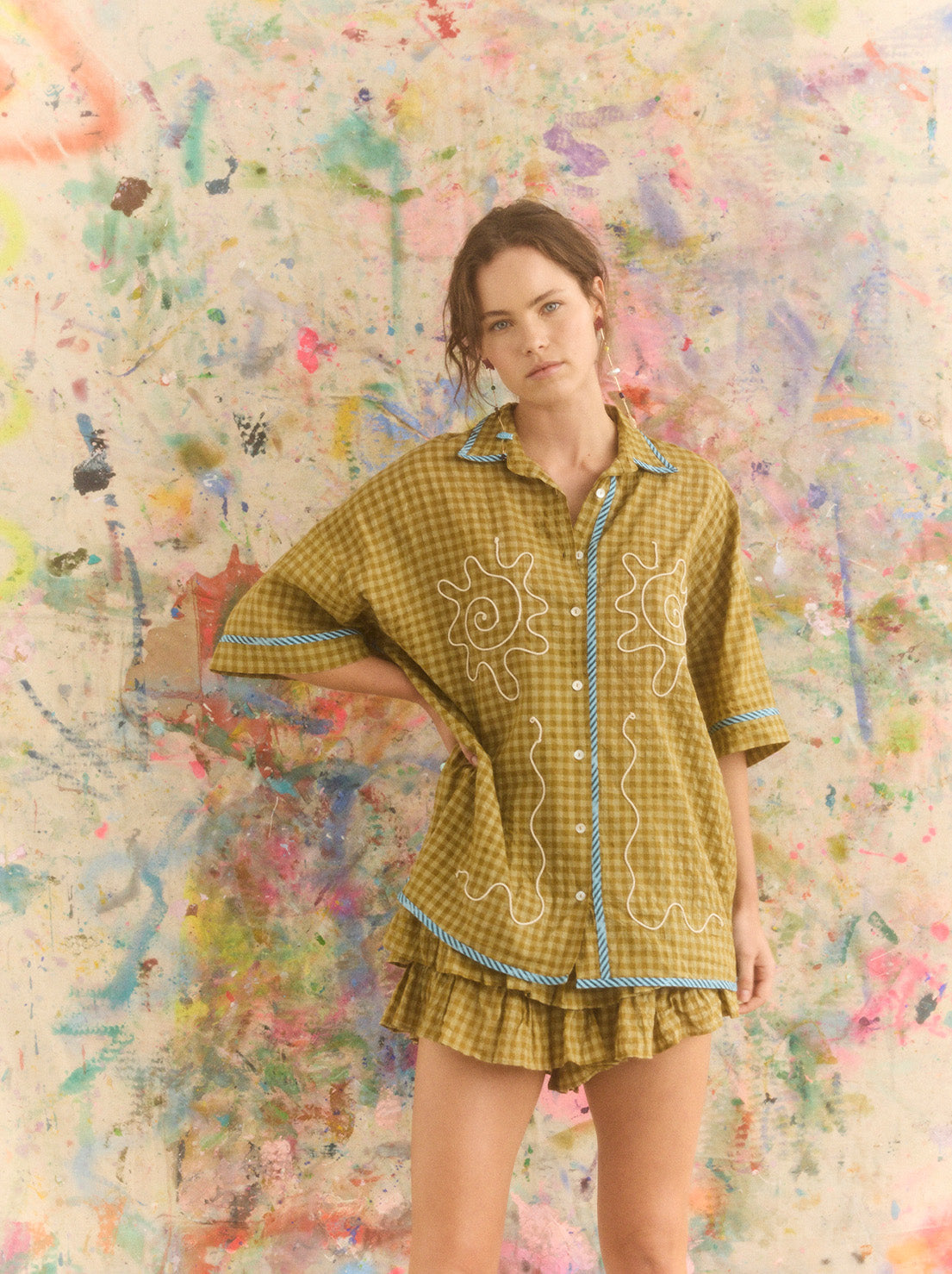 Kinga Csilla - Hulia Check Token Shirt - Green