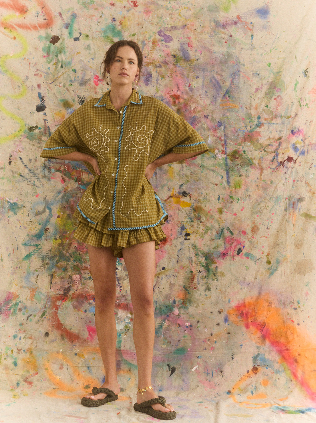 Kinga Csilla - Hulia Check Token Shirt - Green