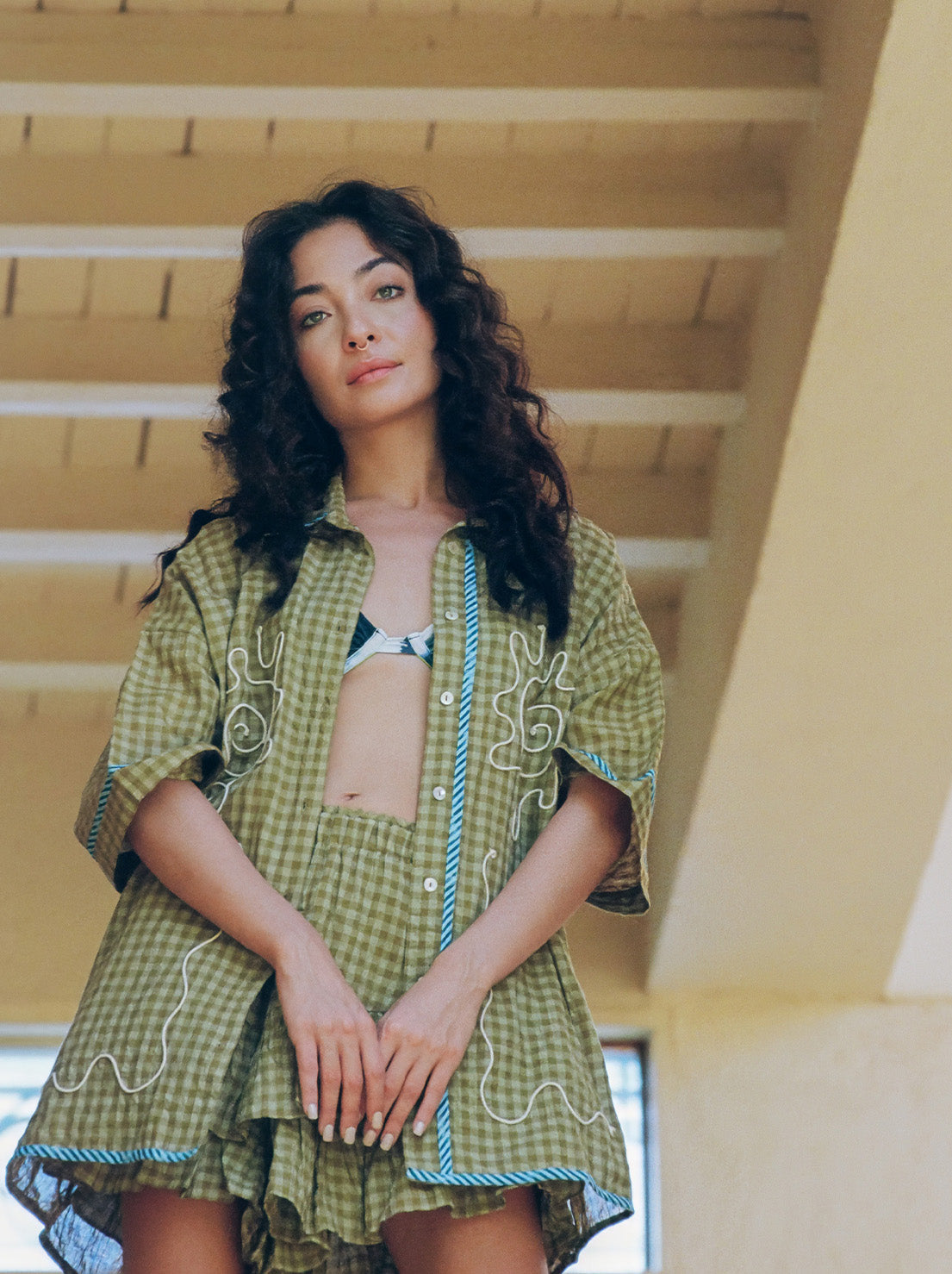 Kinga Csilla - Hulia Check Token Shirt - Green