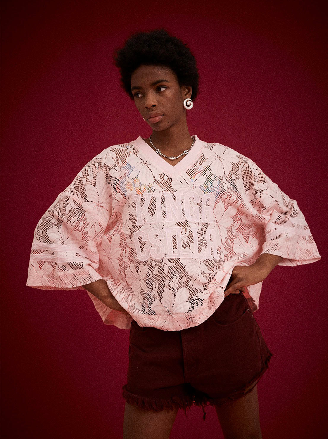 Kinga Csilla - Nova Lace Onyx Tee - Pink