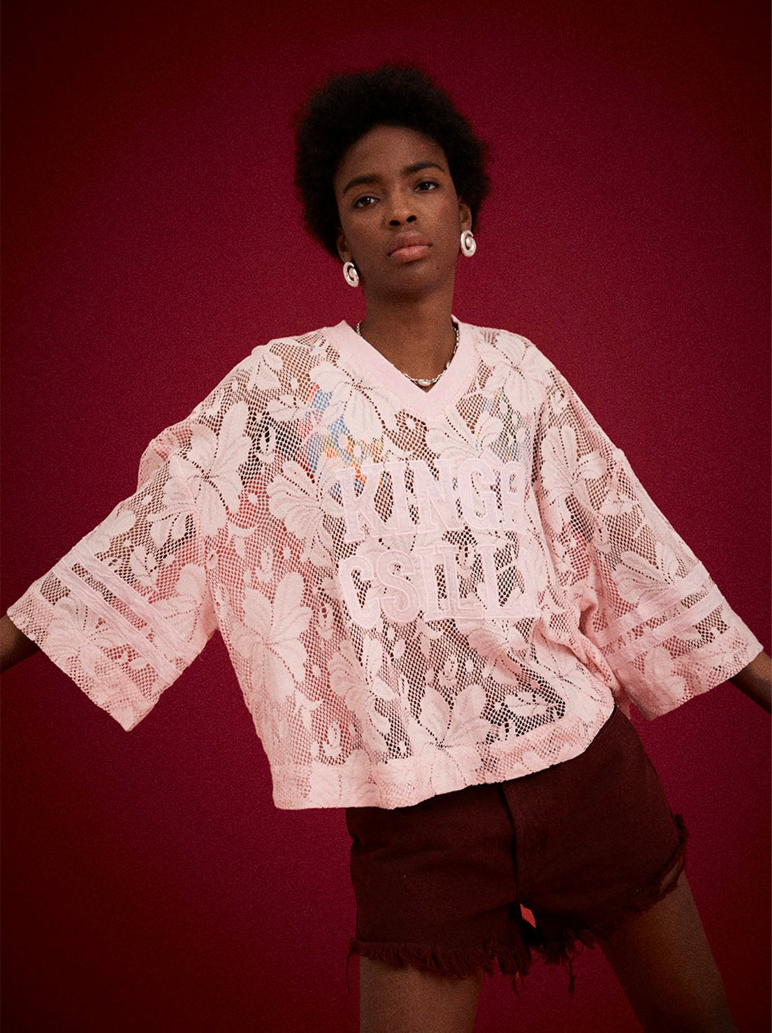 Kinga Csilla - Nova Lace Onyx Tee - Pink