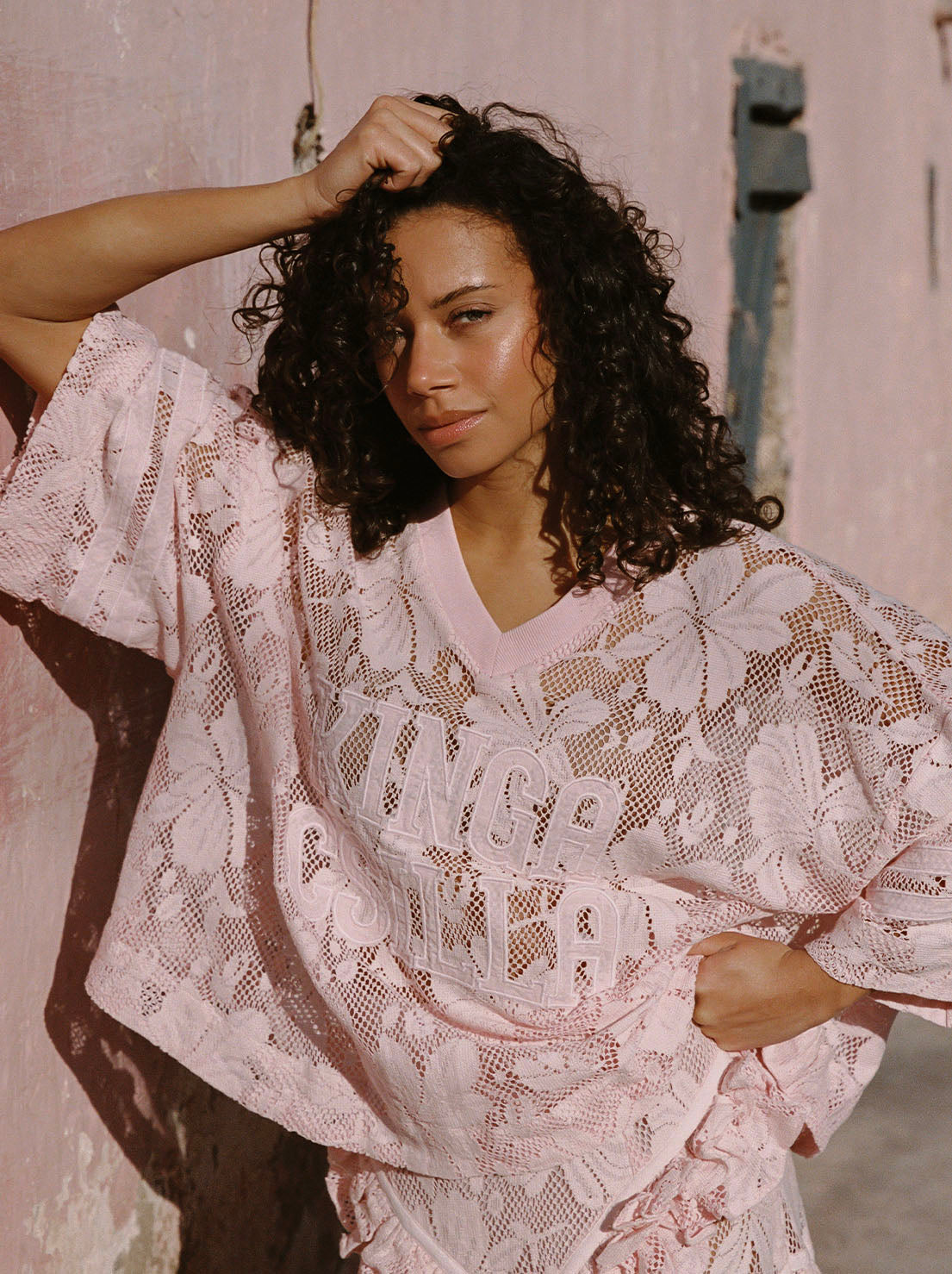 Kinga Csilla - Nova Lace Onyx Tee - Pink