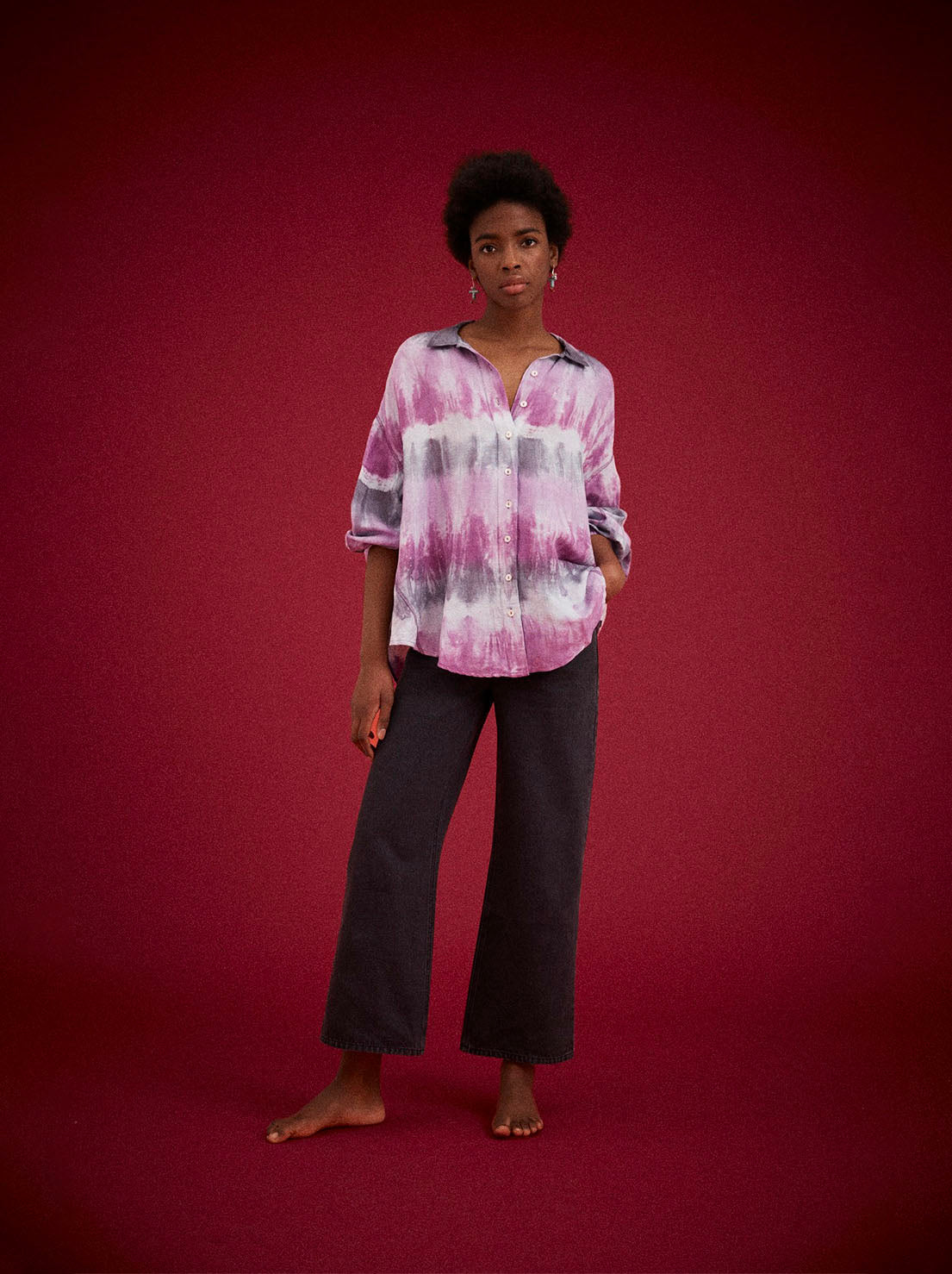 Kinga Csilla - Purple Wave Chalm Shirt - Purple