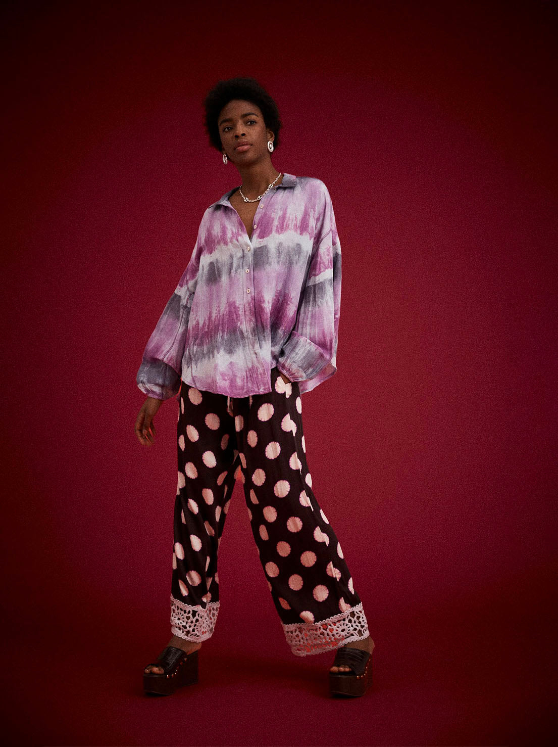 Kinga Csilla - Purple Wave Chalm Shirt - Purple