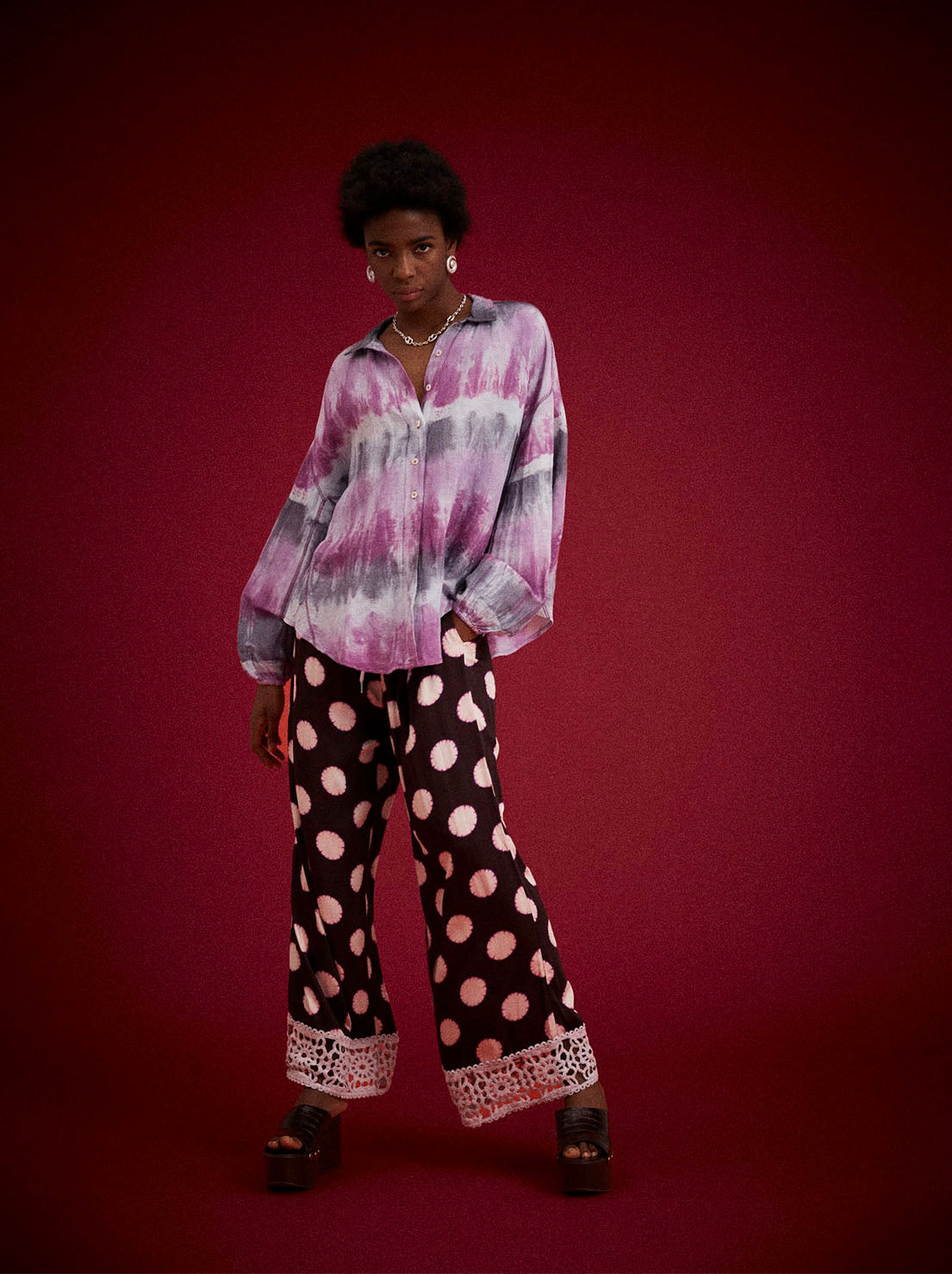 Kinga Csilla - Purple Wave Chalm Shirt - Purple