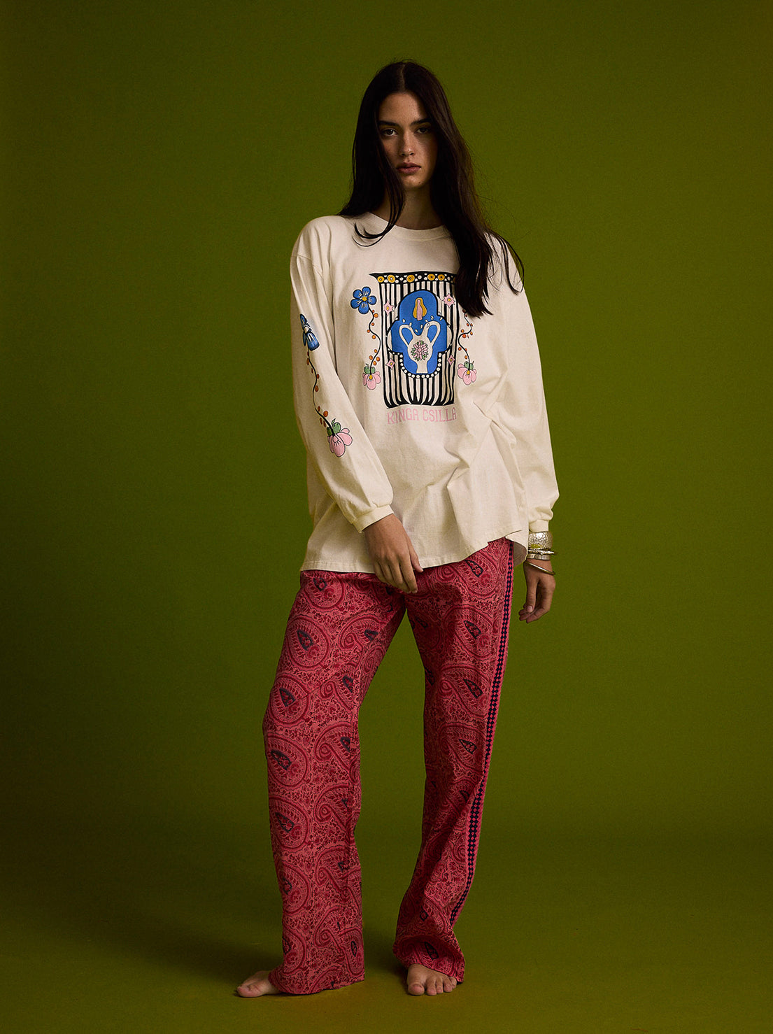 Kinga Csilla - Talavera Roses Tee - White