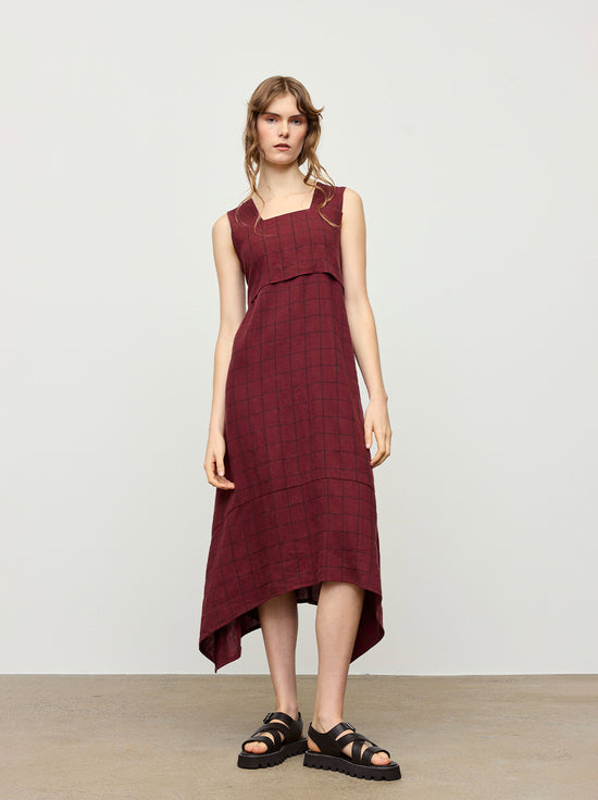 Kuwaii - Calla Dress - Sangria Grid