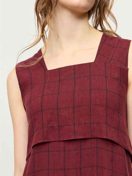 Kuwaii - Calla Dress - Sangria Grid